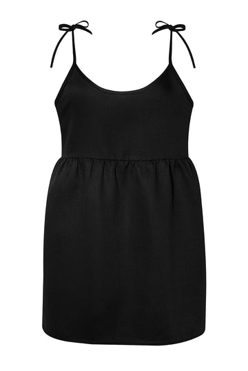 Tie-detailed lyocell mini dress black